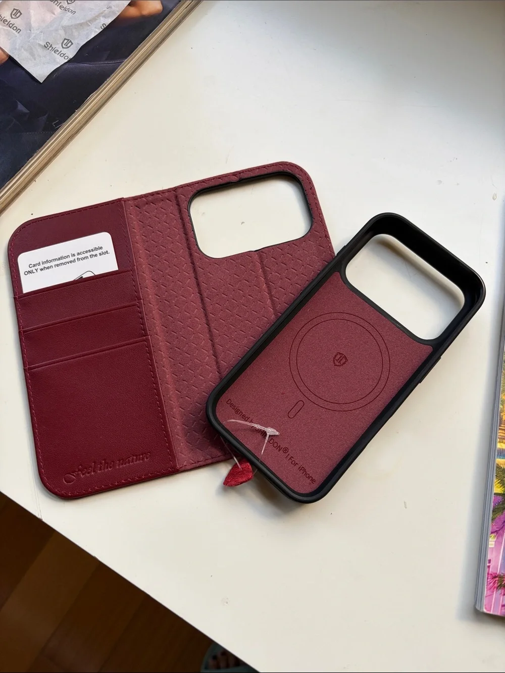 Burgundy Phone Wallet Case with Card Slot iPhone 17